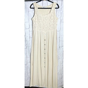 Anthropologie Sara Bond Crochet Floral Maxi Dress Empire Waist Sleeveless 90's L